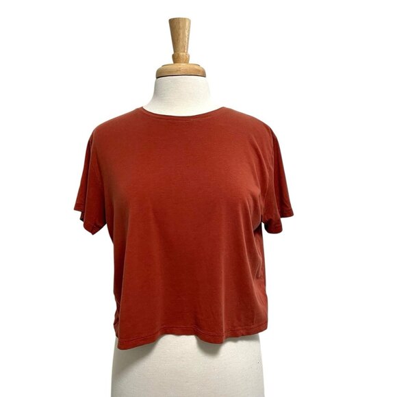 Girlfriend Collective Cropped Boxy Short Sleeve T-Shirt Top Rust size Large - Picture 1 of 4